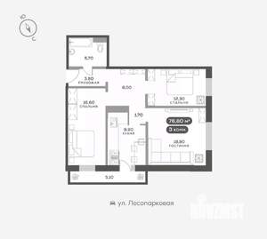 3-к квартира, вторичка, 77м2, 2/17 этаж