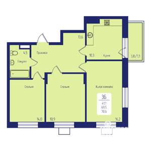 3-к квартира, вторичка, 71м2, 10/17 этаж