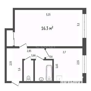 1-к квартира, вторичка, 31м2, 2/5 этаж