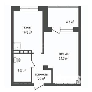 1-к квартира, вторичка, 33м2, 10/19 этаж