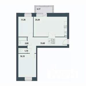 2-к квартира, строящийся дом, 75м2, 2/9 этаж