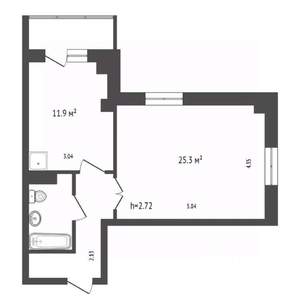1-к квартира, вторичка, 47м2, 11/25 этаж