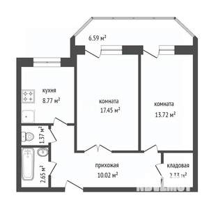 2-к квартира, вторичка, 58м2, 10/10 этаж
