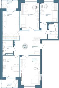 4-к квартира, вторичка, 110м2, 15/19 этаж