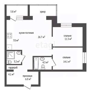 3-к квартира, вторичка, 77м2, 7/17 этаж