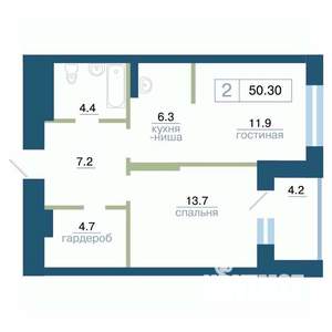 2-к квартира, вторичка, 50м2, 10/24 этаж
