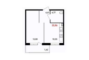 1-к квартира, вторичка, 36м2, 10/18 этаж