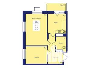 2-к квартира, сданный дом, 56м2, 16/24 этаж