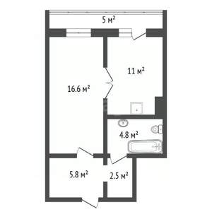 1-к квартира, вторичка, 41м2, 17/17 этаж