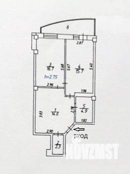 1-к квартира, вторичка, 54м2, 3/16 этаж