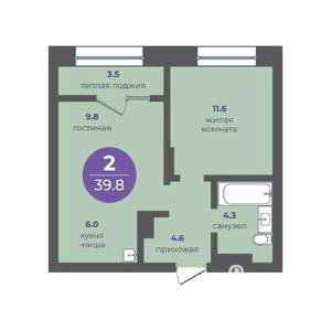 2-к квартира, вторичка, 40м2, 9/24 этаж