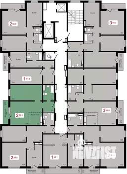 2-к квартира, строящийся дом, 52м2, 9/17 этаж