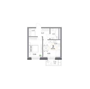 2-к квартира, вторичка, 42м2, 7/17 этаж