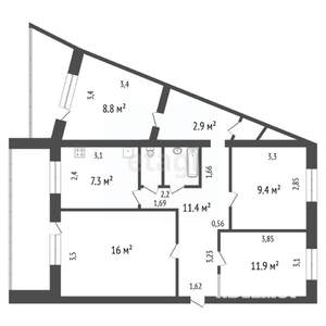 4-к квартира, вторичка, 72м2, 5/5 этаж
