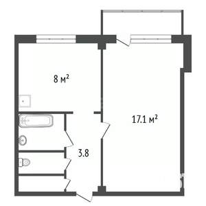 1-к квартира, вторичка, 33м2, 5/5 этаж