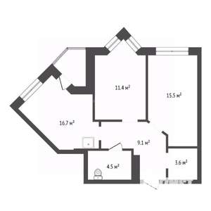 2-к квартира, вторичка, 62м2, 3/25 этаж