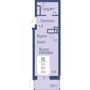 Студия квартира, вторичка, 29м2, 9/24 этаж