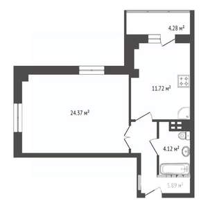 1-к квартира, вторичка, 47м2, 23/25 этаж