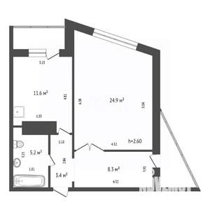 1-к квартира, вторичка, 53м2, 14/17 этаж