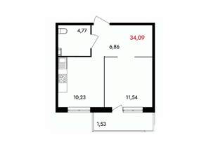 1-к квартира, вторичка, 34м2, 14/18 этаж