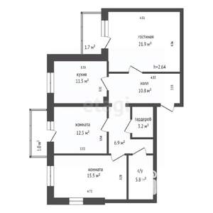3-к квартира, вторичка, 88м2, 13/15 этаж