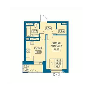 1-к квартира, вторичка, 39м2, 8/20 этаж