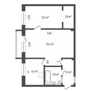 2-к квартира, вторичка, 46м2, 2/5 этаж