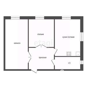 3-к квартира, вторичка, 62м2, 1/2 этаж