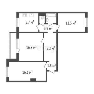 3-к квартира, вторичка, 69м2, 5/5 этаж