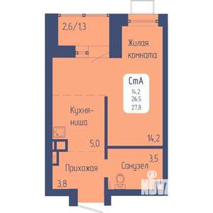 Студия квартира, вторичка, 28м2, 10/12 этаж