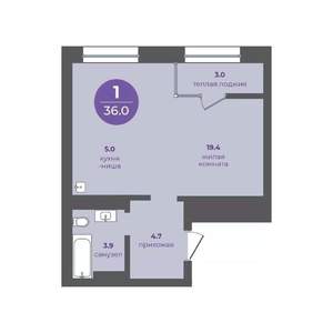 1-к квартира, вторичка, 36м2, 10/15 этаж