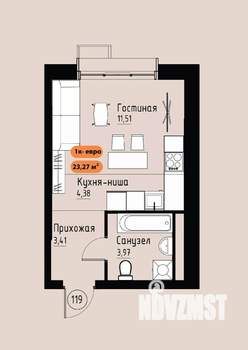 1-к квартира, вторичка, 23м2, 12/17 этаж