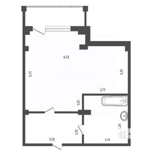 Студия квартира, вторичка, 46м2, 2/15 этаж