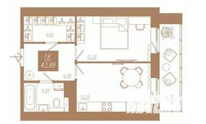 1-к квартира, вторичка, 44м2, 11/23 этаж