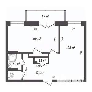 2-к квартира, вторичка, 61м2, 9/17 этаж