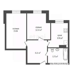 2-к квартира, вторичка, 49м2, 1/10 этаж