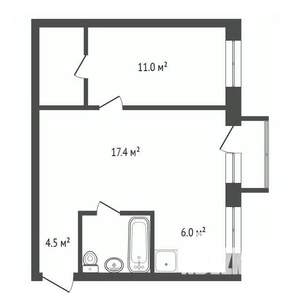 2-к квартира, вторичка, 45м2, 4/5 этаж
