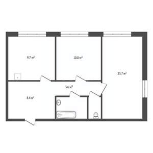 3-к квартира, вторичка, 59м2, 2/5 этаж