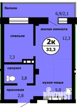 2-к квартира, сданный дом, 33м2, 4/9 этаж