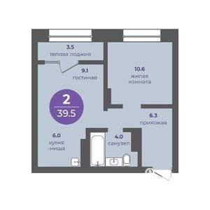 2-к квартира, вторичка, 40м2, 4/16 этаж