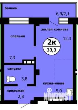 2-к квартира, вторичка, 33м2, 8/9 этаж