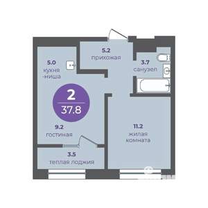 2-к квартира, вторичка, 38м2, 16/24 этаж
