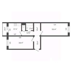 2-к квартира, вторичка, 46м2, 4/5 этаж