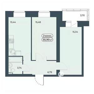 2-к квартира, вторичка, 56м2, 9/9 этаж