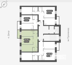 2-к квартира, вторичка, 61м2, 6/10 этаж
