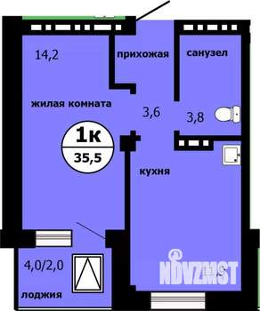 1-к квартира, сданный дом, 36м2, 17/19 этаж