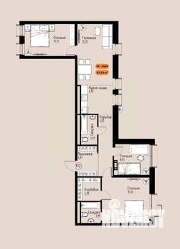4-к квартира, вторичка, 83м2, 13/17 этаж