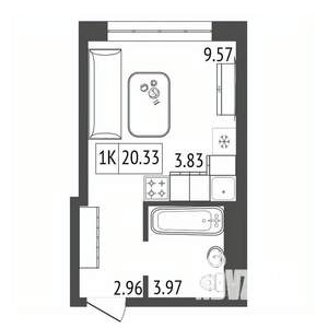 1-к квартира, вторичка, 20м2, 17/17 этаж