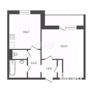 1-к квартира, вторичка, 34м2, 8/10 этаж