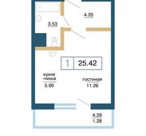 1-к квартира, вторичка, 25м2, 3/17 этаж